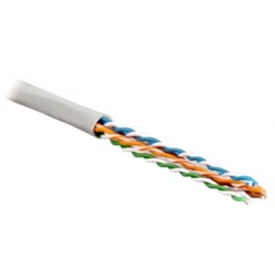 Кабель витая пара UTP, категория 6, 4 пары (23 AWG), серый. Hyperline UTP4-C6-SOLID-GY-305